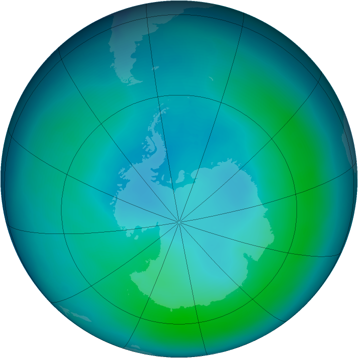 Antarctic ozone map for February 2006